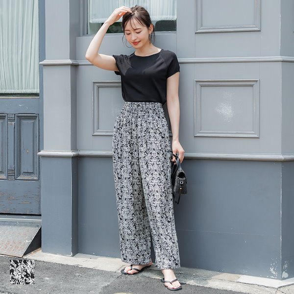 Qoo10] coca パンツ レディース ワイドパンツ 柄パン