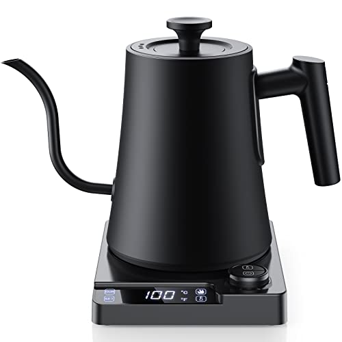 電気ケトル 温度調節 コーヒーケトル 細口 ドリップケトル 1200W 1℃単位温度設定/24時間保温機能付き/ドリップタイマー機能/空焚き防止機能/自動電源オフ 1.0L 温調ケトル 電気 小型 P