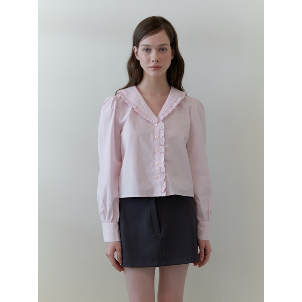 キンダベイビープリントフリルブラウスベビーピンク