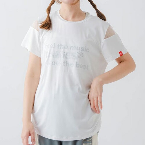 チュールデコTシャツ フィットネス 半袖 ウィメンズ 1634-1465-WHT