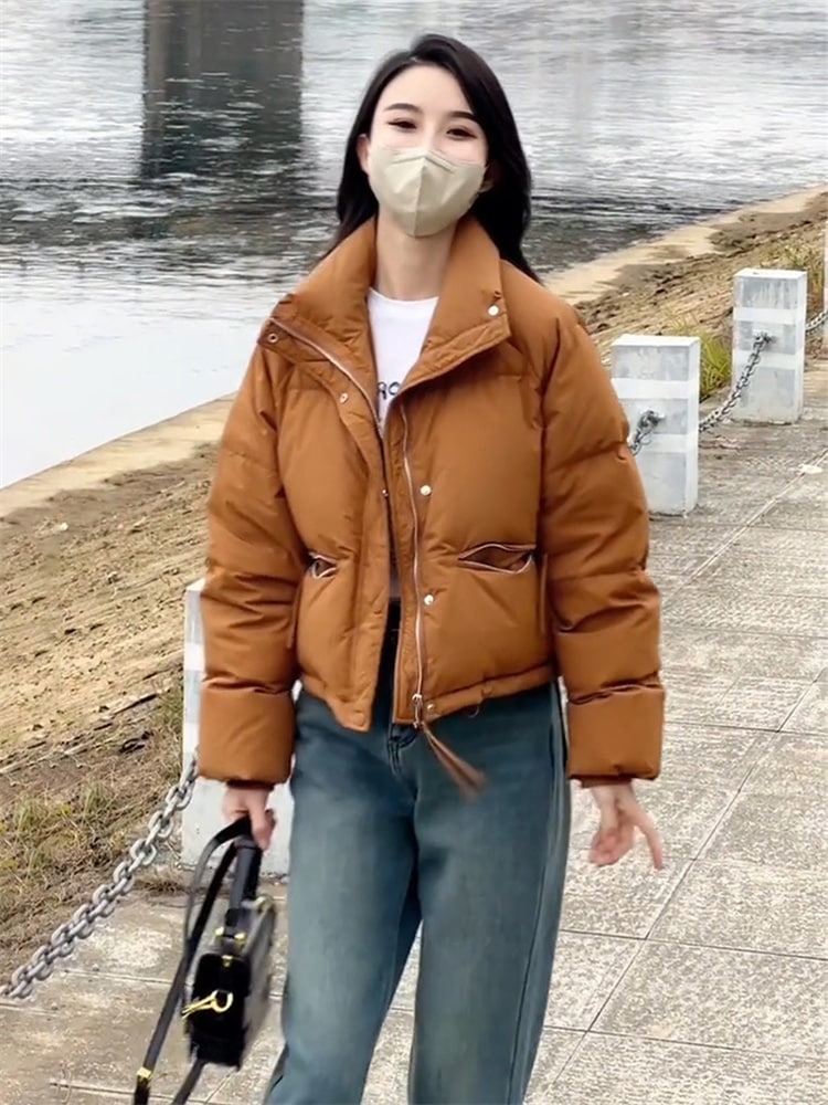 激安セール 小ぶり ダウン 女性 短いスタイル コート トレンド 中綿ジャケット 防寒ジャケット 厚手ジャケット 冬 ゆったりする 厚め パン