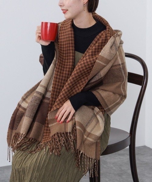 [最安値挑戦]ストール / チェック柄 リバーシブル ストール レディース