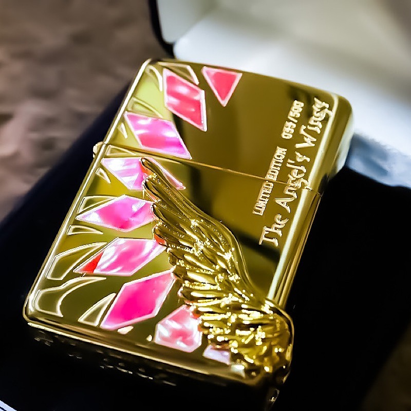 【ZIPPO】 Armor 限定アーマー エンジェルウイング ゴールド両面シェル加工金 人気 ジッポ 高級zippo クラシック ARMOR レア プレゼント Angel Wing アーマージッポ
