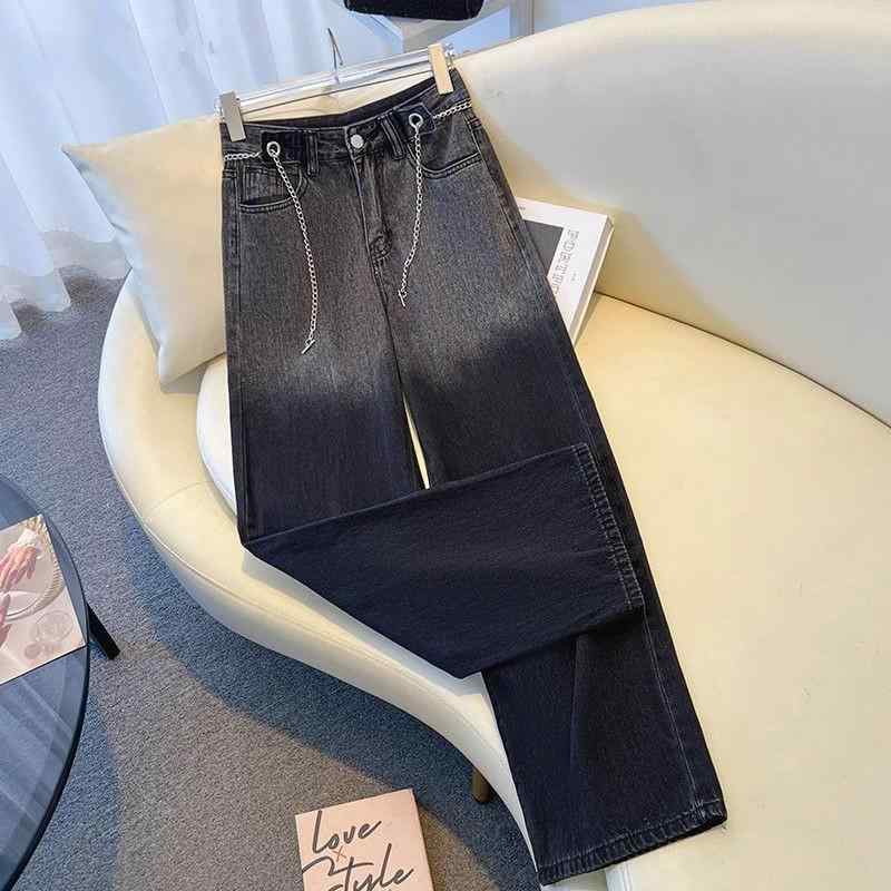 レディース ファッション カジュアル おしゃれ デニム ワイドレッグ パンツ ハイウエスト 春秋 大きいサイズ スリム ドレープ ストレート パンツ