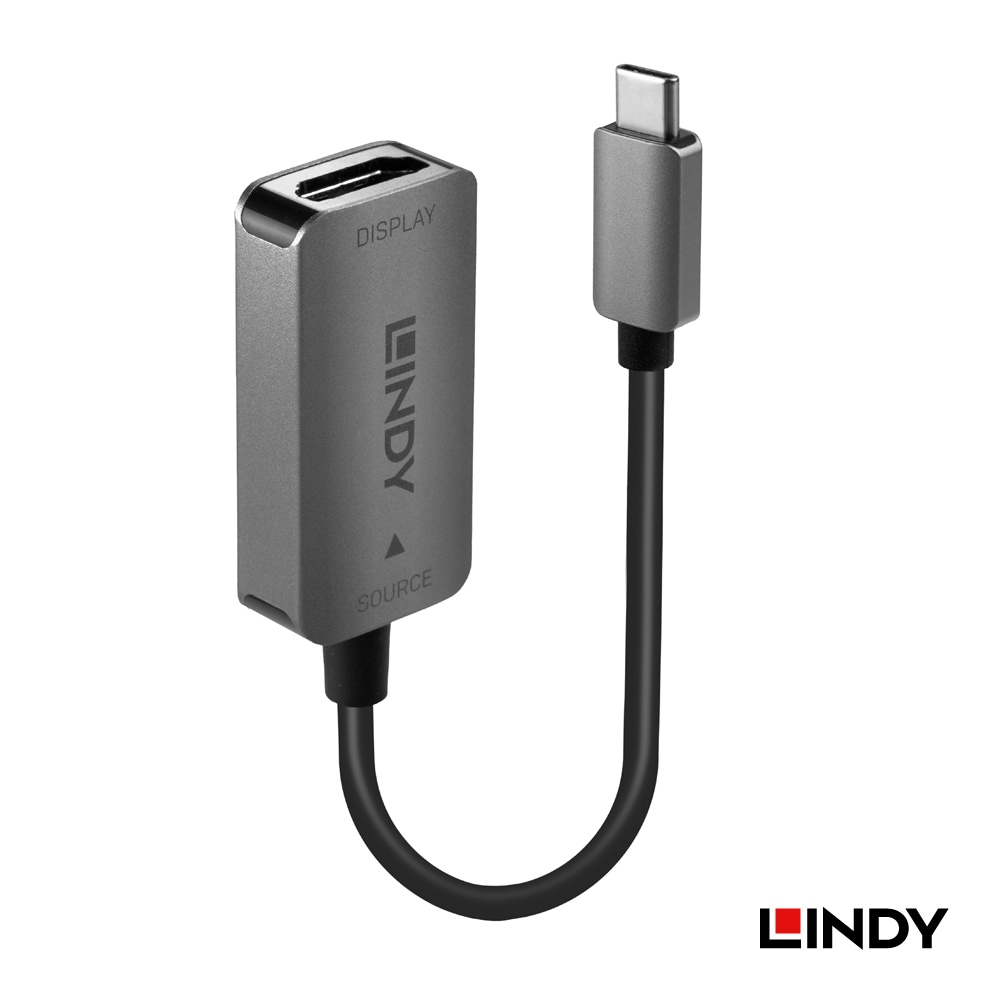 【43287】 LINDY USB3.1 Type-C to HDMI 2.0 4K@60Hz アクティブ アルミニウム合金変換アダプタ