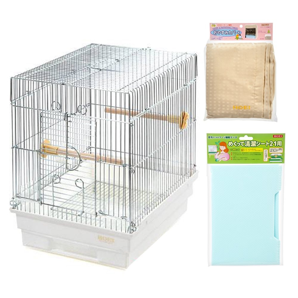 鳥籠　ＨＯＥＩ　セキセイインコ・文鳥などの小鳥飼育スターターセット　（２９X３６．５X３９ｃｍ）　ＣＲＣ55―15―10―10―00