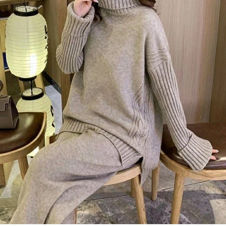 2025秋冬先行 ニットセットアップ レディース ゆったり Vネックニットトップス ニット ワンとパンツ セットアップ 秋冬 無地セーター カジュアル 韓国 オシャレ