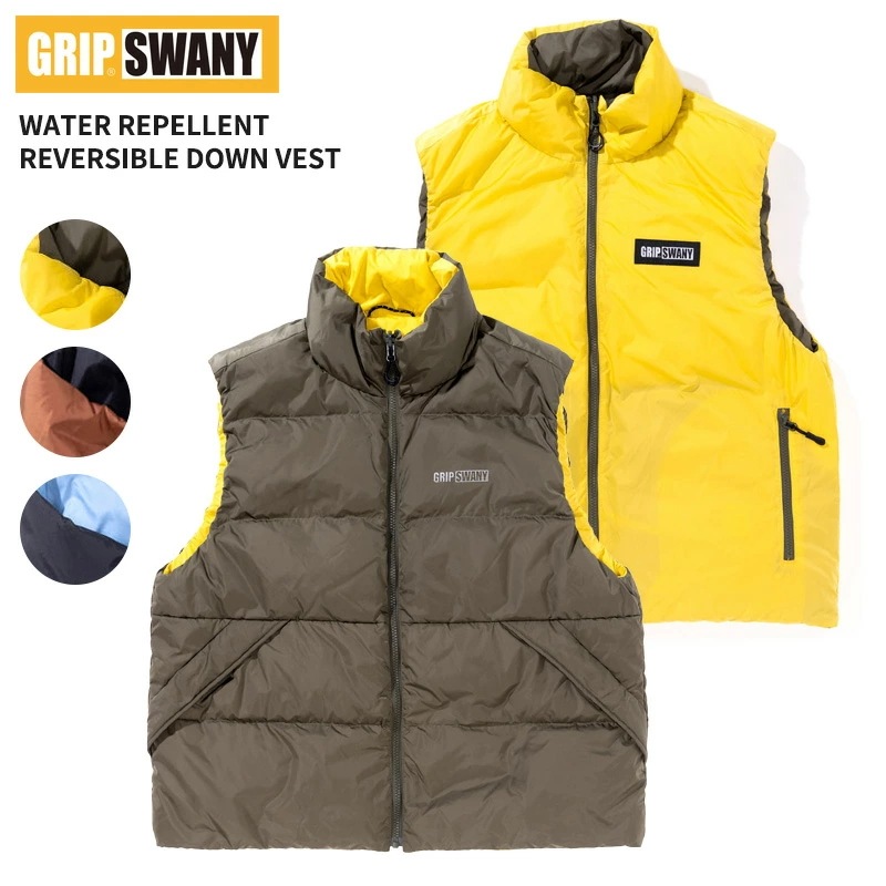 グリップスワニー メンズ ダウン ベスト GRIP SWANY 撥水 ベスト WATER REPELLENT REVERSIBLE DOWN VEST アウトドア 冬アウター GSMV-062