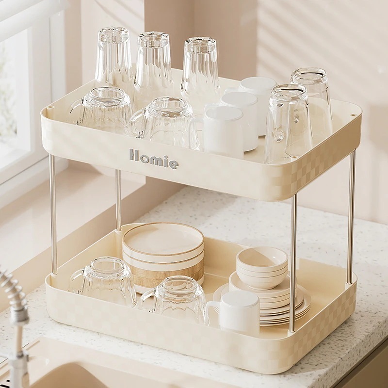 [即納]いまだけの超SALE！ 家庭用デスクトップラックキッチンリビングルーム大容量ウォーターカップラック排水トレイ軽量高級高級カップ収納ラック 品質良い!
