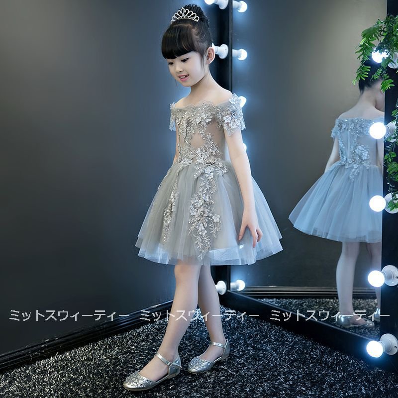ピアノ発表会 子供ドレス 花飾り ミニドレス キッズドレス 女の子 ショート丈 フォマールドレス ガ