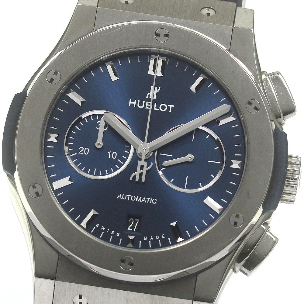 ウブロ HUBLOT 541.NX.7170.LR クラシック・フュージョン クロノブラフ チタニウム ブルー 自動巻き メンズ 良品 保証書付き_869653【中古】