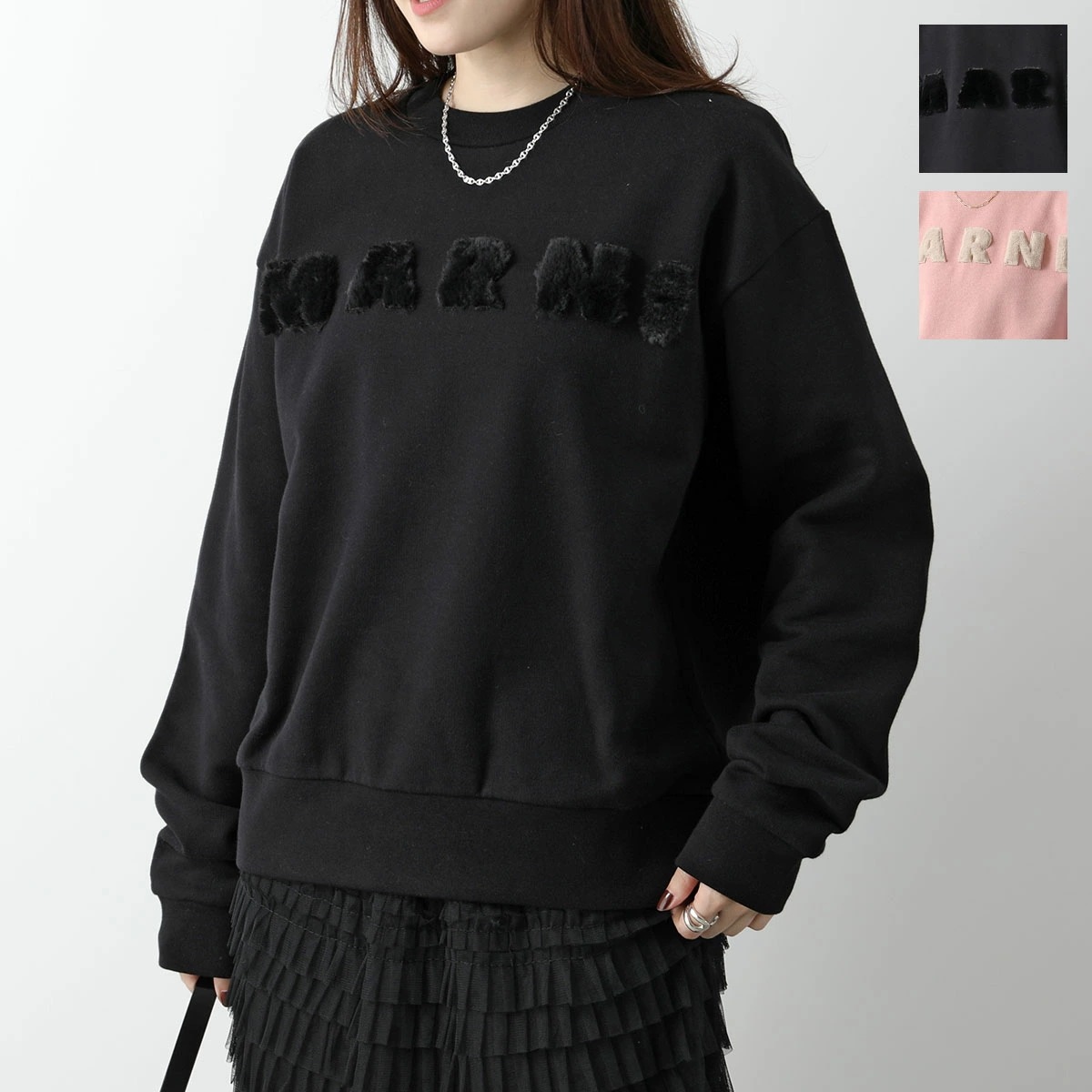 MARNI マルニ トレーナー FUMU0074X3 UTC269 レディース スウェットシャツ ロゴ クルーネック 長袖 コットン 裏起毛 カラー2色