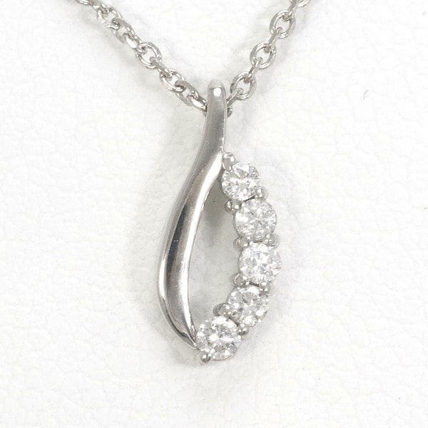 K10 10金 WG ホワイトゴールド ネックレス ダイヤ 0.07 約40cm ジュエリー 中古