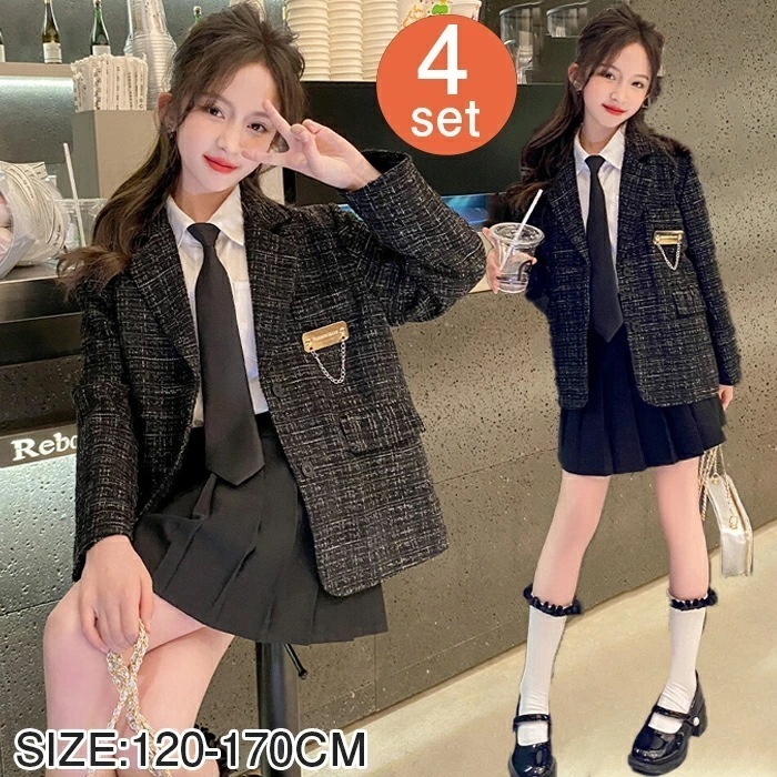 卒業式 女子 入学式 大きいサイズ キッズ 子供服 フォーマル ワンピース セットアップ ジュニア おしゃれ 長袖 小学校 中学校 ゆったり 春 秋 七五三 結婚式 発表会 撮影 誕 記念日 お受