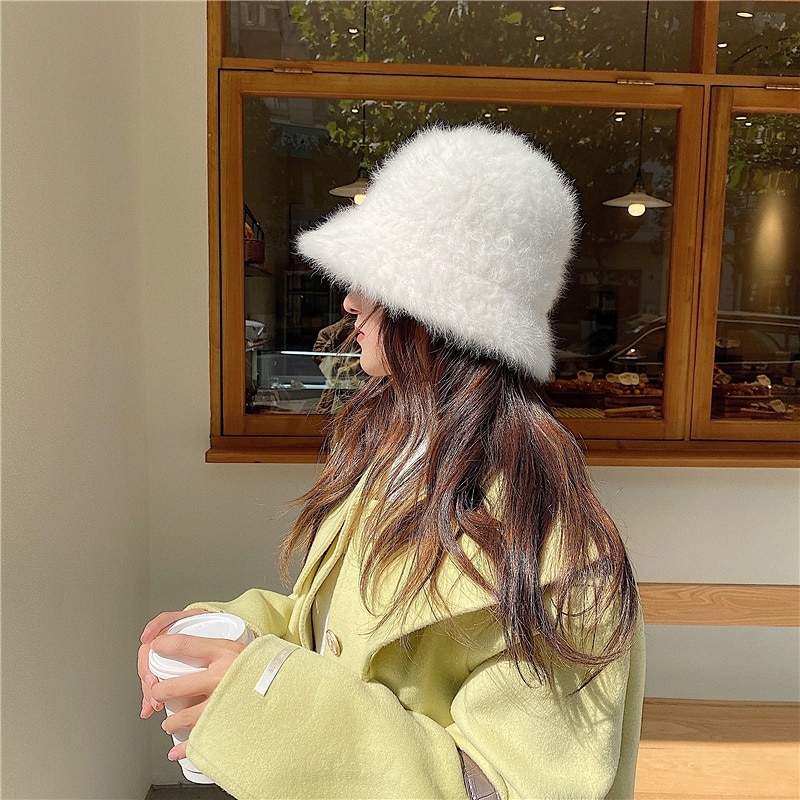 22秋冬 バケットハット 小顔効果 帽子 可愛い 保温 22新作モデル ラムウールハット レディース