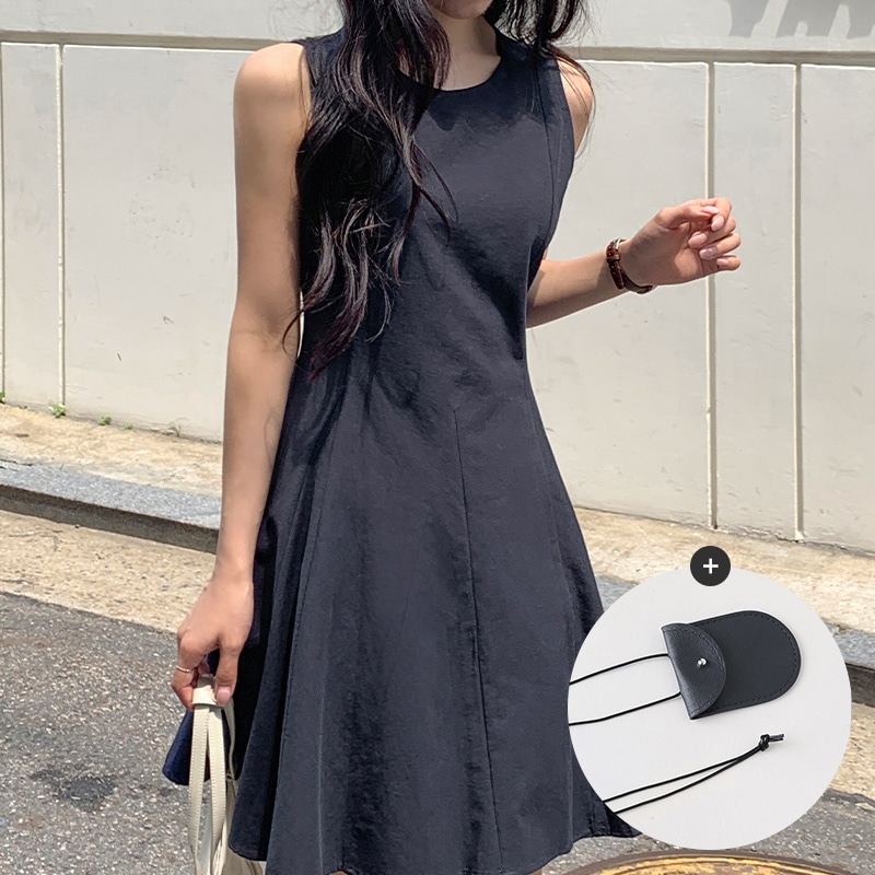 [top0639] 韓国ファッションスリーブレス フレア ミニ ワンピース