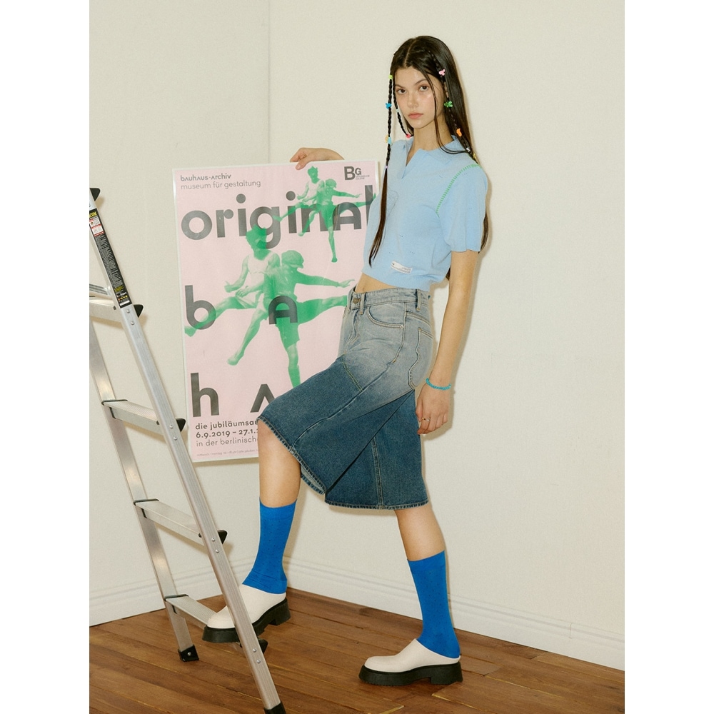 FREIステッチデニムバミューダパンツ(INDIGO)