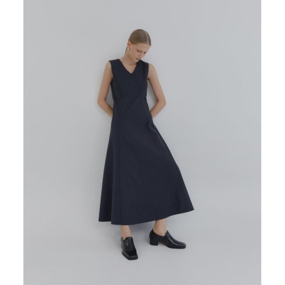 TREEMINGBIRD Vneck Flare Long Onepiece Blue Gray TMB23