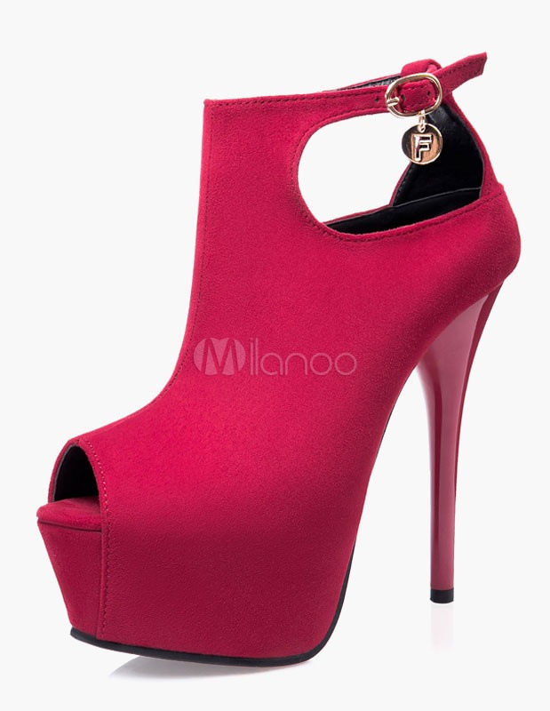 女性のためのプラットフォームスエードブラックピープトウシューズ 4,559円