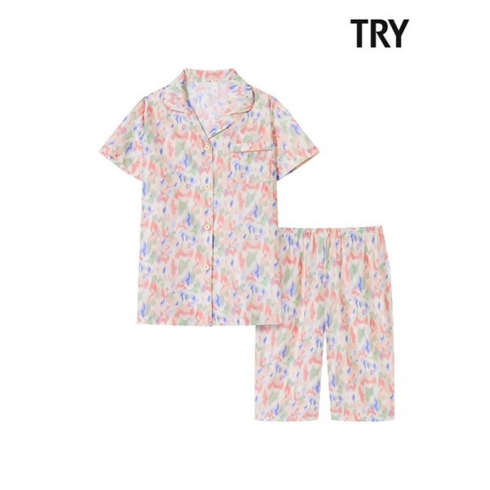 (TRY) レディース半袖レーヨンパジャマ I12