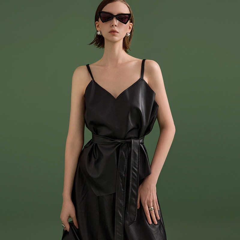 E3123 レザー アンバランス ビュスチェ(ベルトセット)