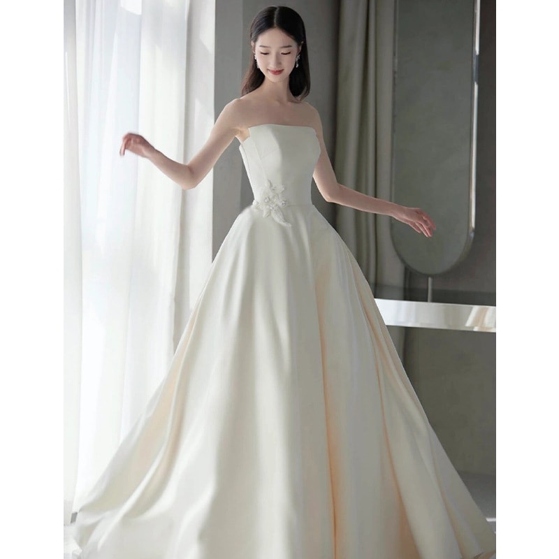 ストラップレスウェディングドレス 2025年新花嫁プチメインヤーンライトドアベール冬