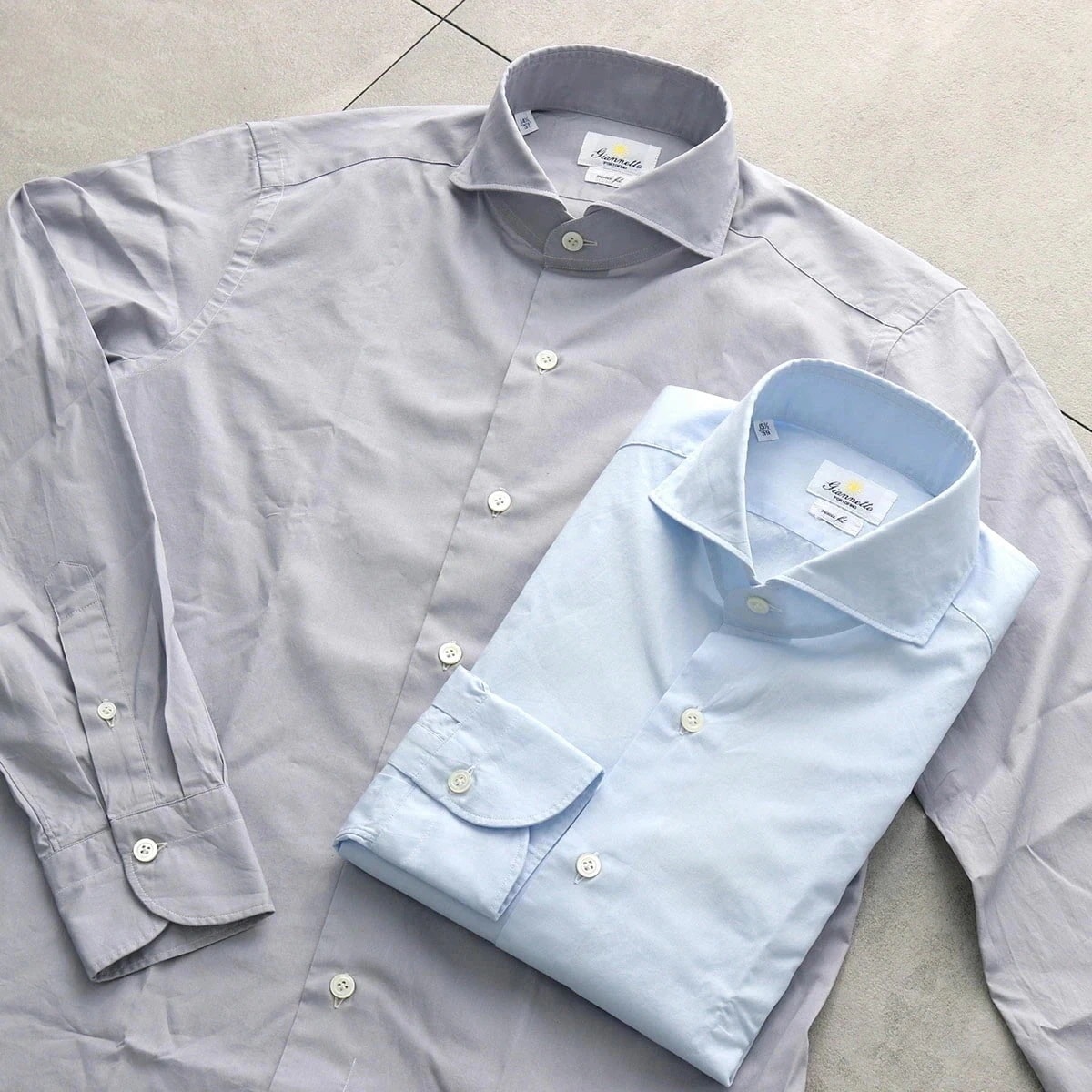 GIANNETTO ジャンネット シャツ VINCI FIT ヴィンチフィット AC103 メンズ コットン ポプリン カッタウェイ 長袖 無地 カジュアルシャツ カラー2色 【mega】