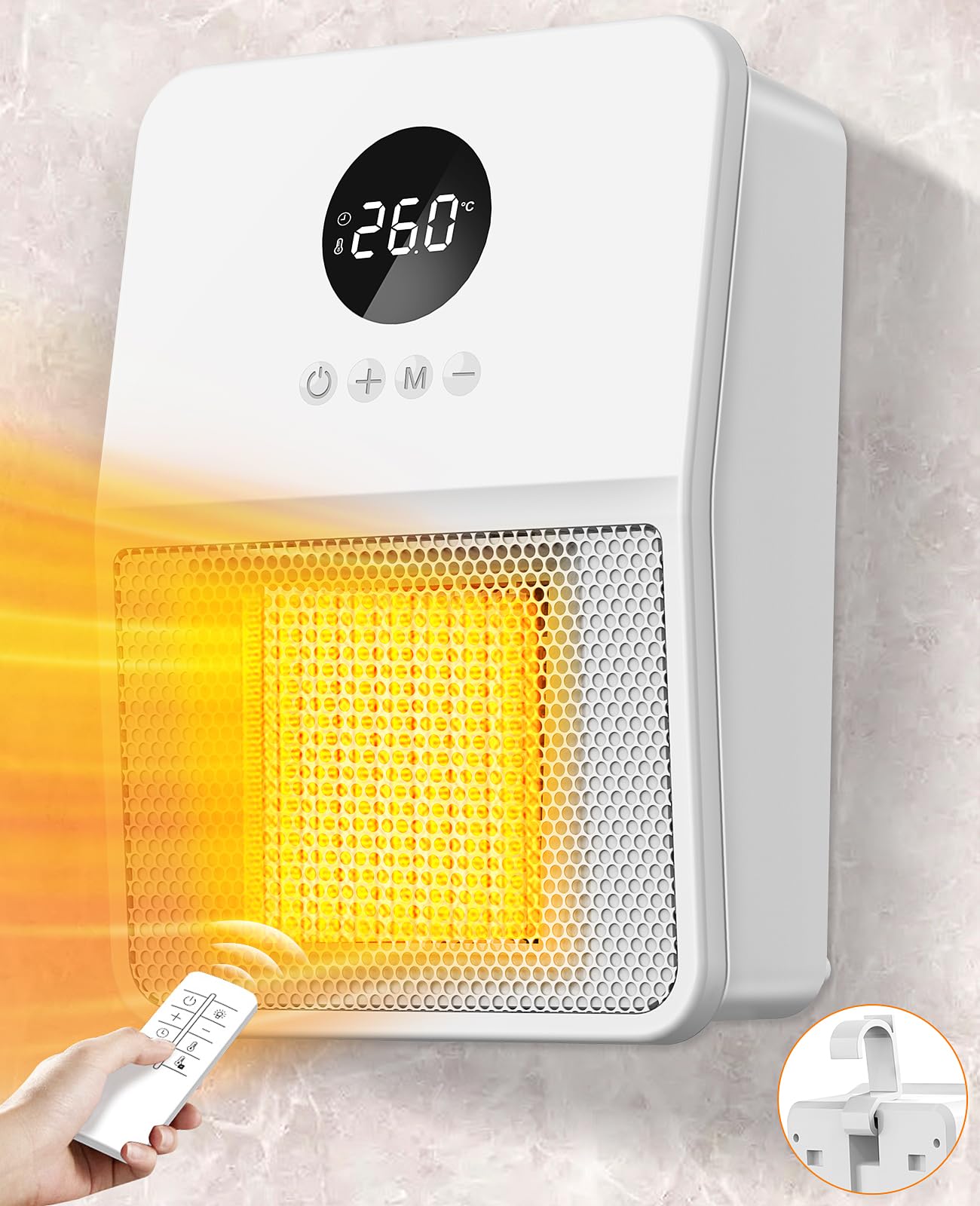 BAYATA ヒーター 壁掛け セラミックヒーター【2024冬発売 ・壁掛け式・3way使用】ヒートショック対策 脱衣所 ヒーター 壁掛け 暖房器具 大風量 ファンヒーター 3段階調整 800W/12