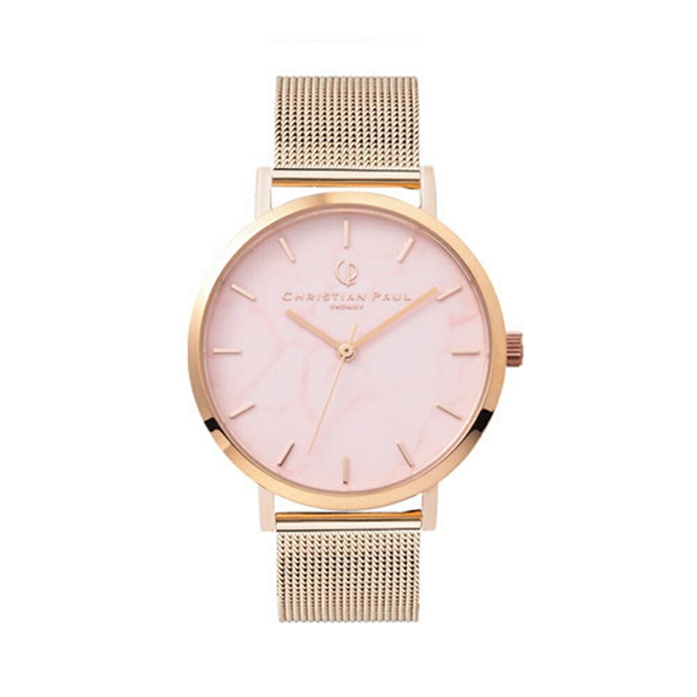 日本正規品 クリスチャンポール 腕時計 手表 レディース おしゃれ かわいい 誕生日 プレゼント マーブル チェリーピンク メッシュ 仕事用 ブランド 時計 結婚式 結婚祝い 女友達 女性 妻 奥さん