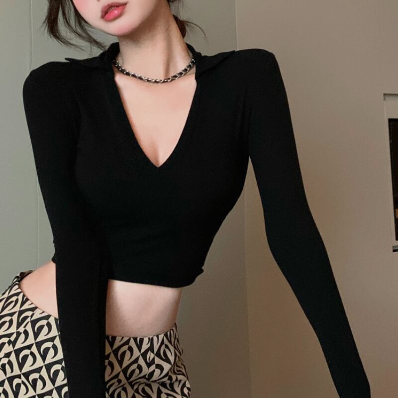 2color レディース トップス カットソー ショート丈 ブラック ホワイト ゆったり 秋冬 12 5,083円