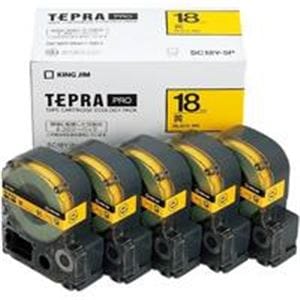 キングジム テプラ PROテープ/ラベルライター用テープ (幅：18mm) 5個入り SC18Y-5P イエロー(黄)