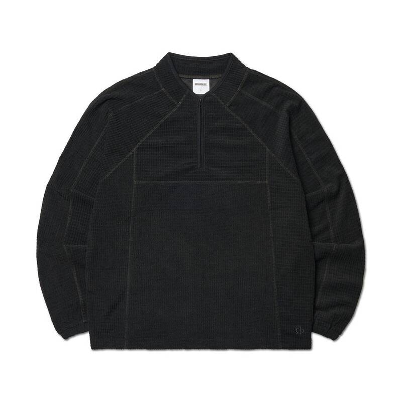 ノマニュアル NOMANUAL HEAVY WAFFLE HALF ZIP-UP - ブラック NMWF52LS09BLK 377918
