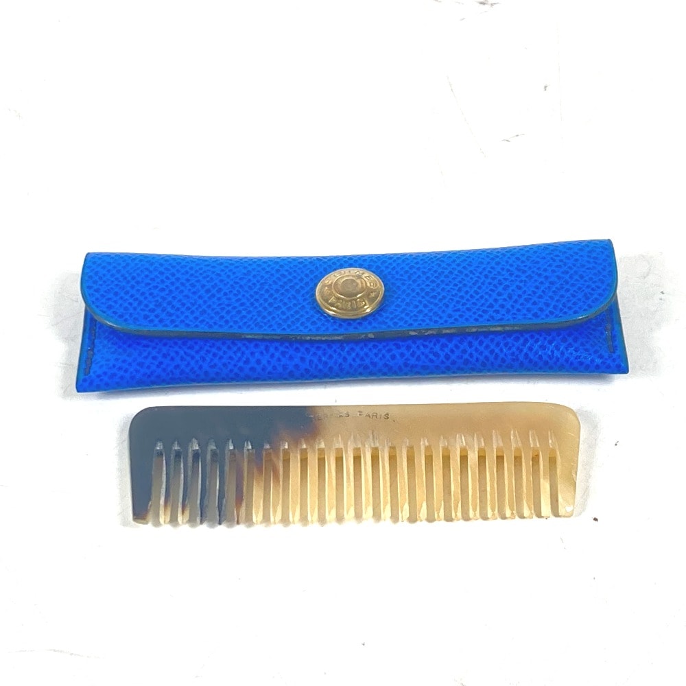 くし アクセサリー ミニ ヘアケア ケース付き 小物 コーム 櫛 ポーチ付き バッファローホーン ベージュ