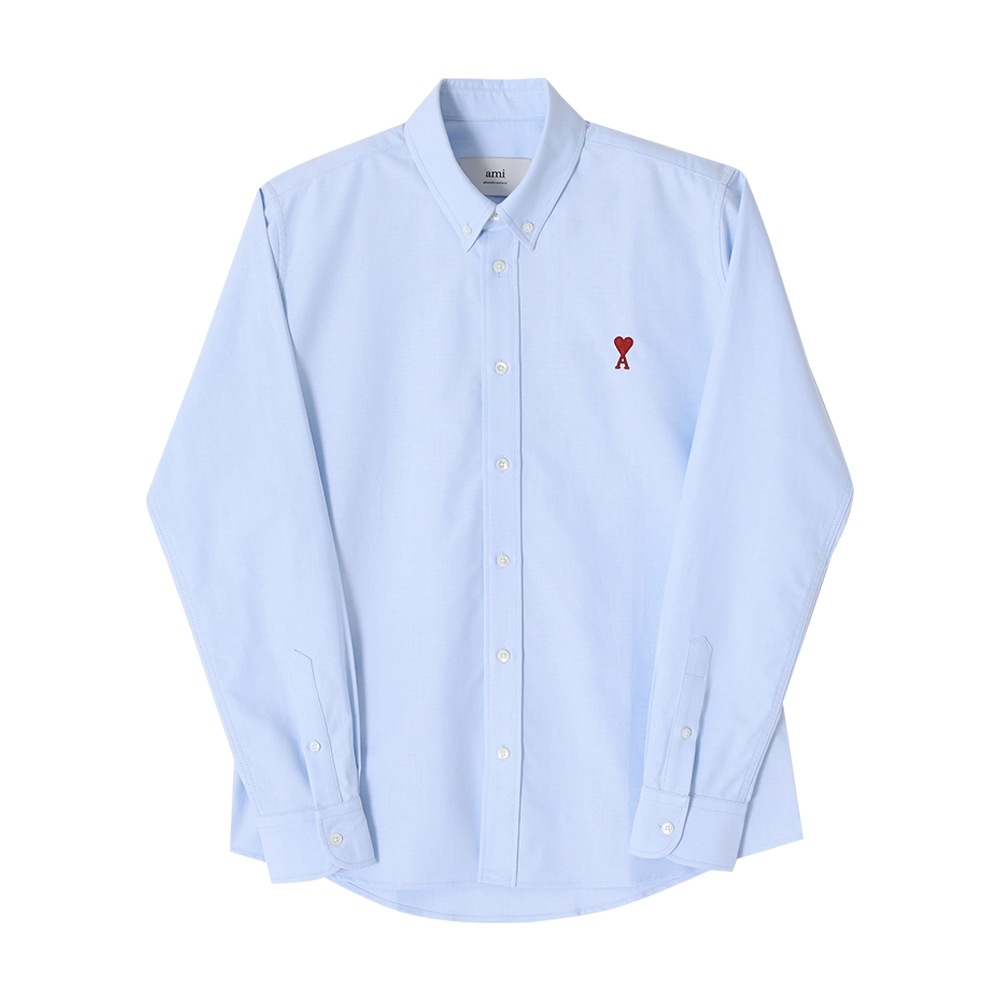 AMI アミ ド クエフ スモール ハート ロゴ オックスフォード シャツ BFUSH063 CO0031