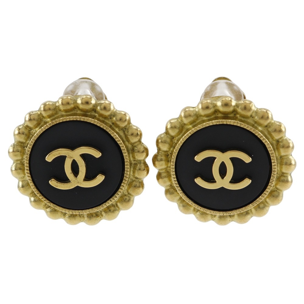 ココマーク ヴィンテージ イヤリング 金メッキ 黒 95P 約28.5g レディース 中古品 A-ランク