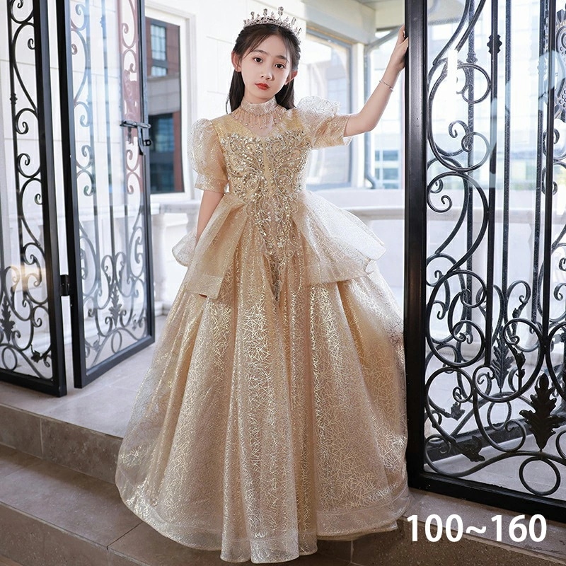 高品質 女の子 子供ドレス キッズドレス 子どもドレス 子供用 ロング ピアノ発表会 ワンピース フォーマルドレス フラワーガール 半袖 ジュニア 結婚式 入学式 発表会 パーティードレス プレゼント