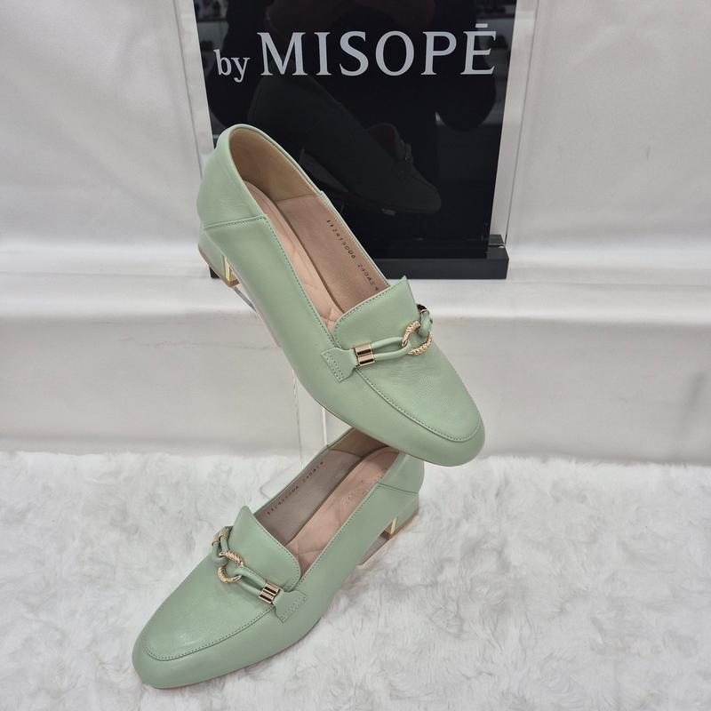 By 女性 ゴールド装飾 ローファー 112HT419SD006 LGREEN 1 JJ