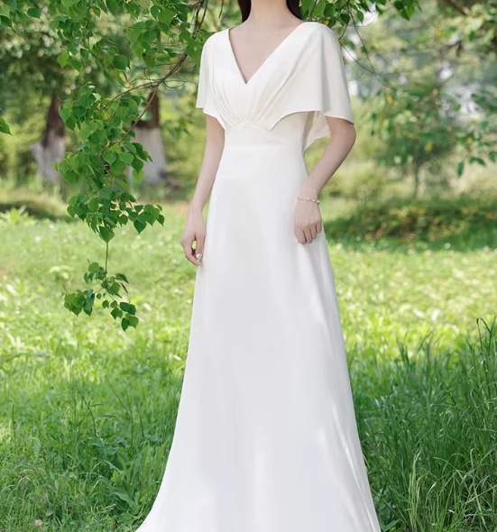 レディース スカート ワンピース ドレス フレア マキシ 半袖 パフスリーブ Vネック フレア シフォン ウエストマーク ハイウエスト 薄手 大人可愛い きれいめ シンプル 上品 おしゃれ こなれ感