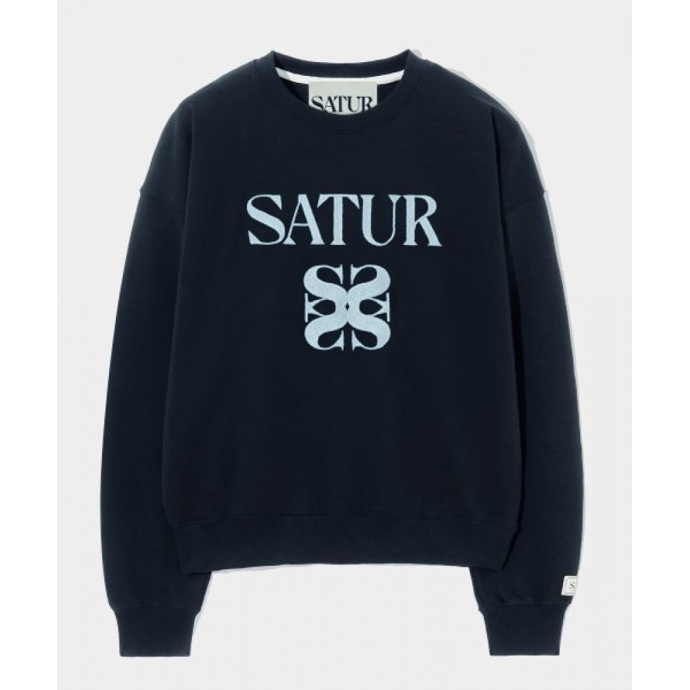 SATUR クラシックロゴスウェットシャツクラシックネイビー