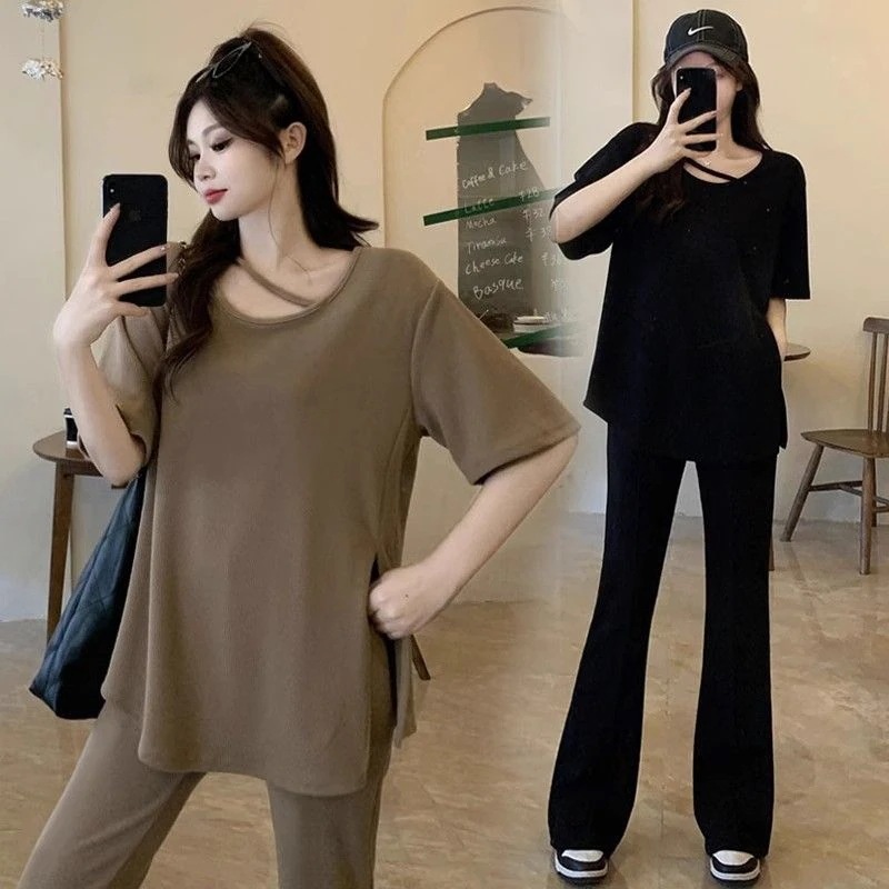 [最も安い挑戦]【NEW】接触冷感セットアップ上下セットブラック トップス パンツ ゆったり セットアップ スーツ ウエストがゴム 透け感がない スーツパンツ