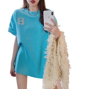 蛍光プリント半袖Tシャツレディース2022韓国スタイルカップルカジュアルウェア