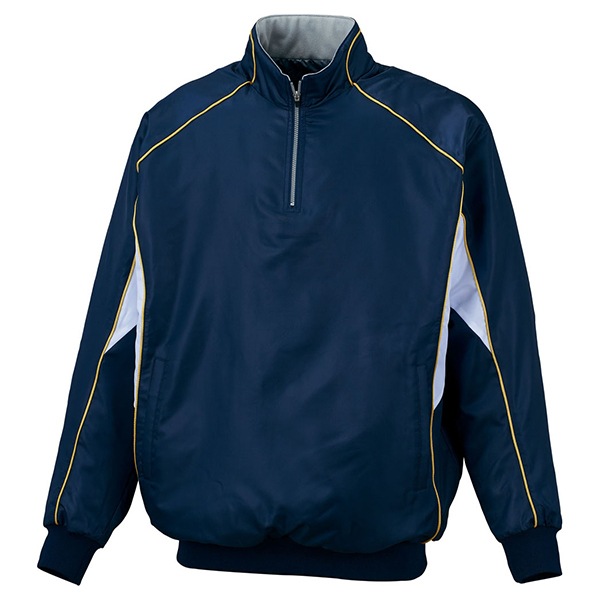 ゼット 野球ウエア 中綿ハーフジップジャンパー ネイビー×ホワイト M BOV450A 2911