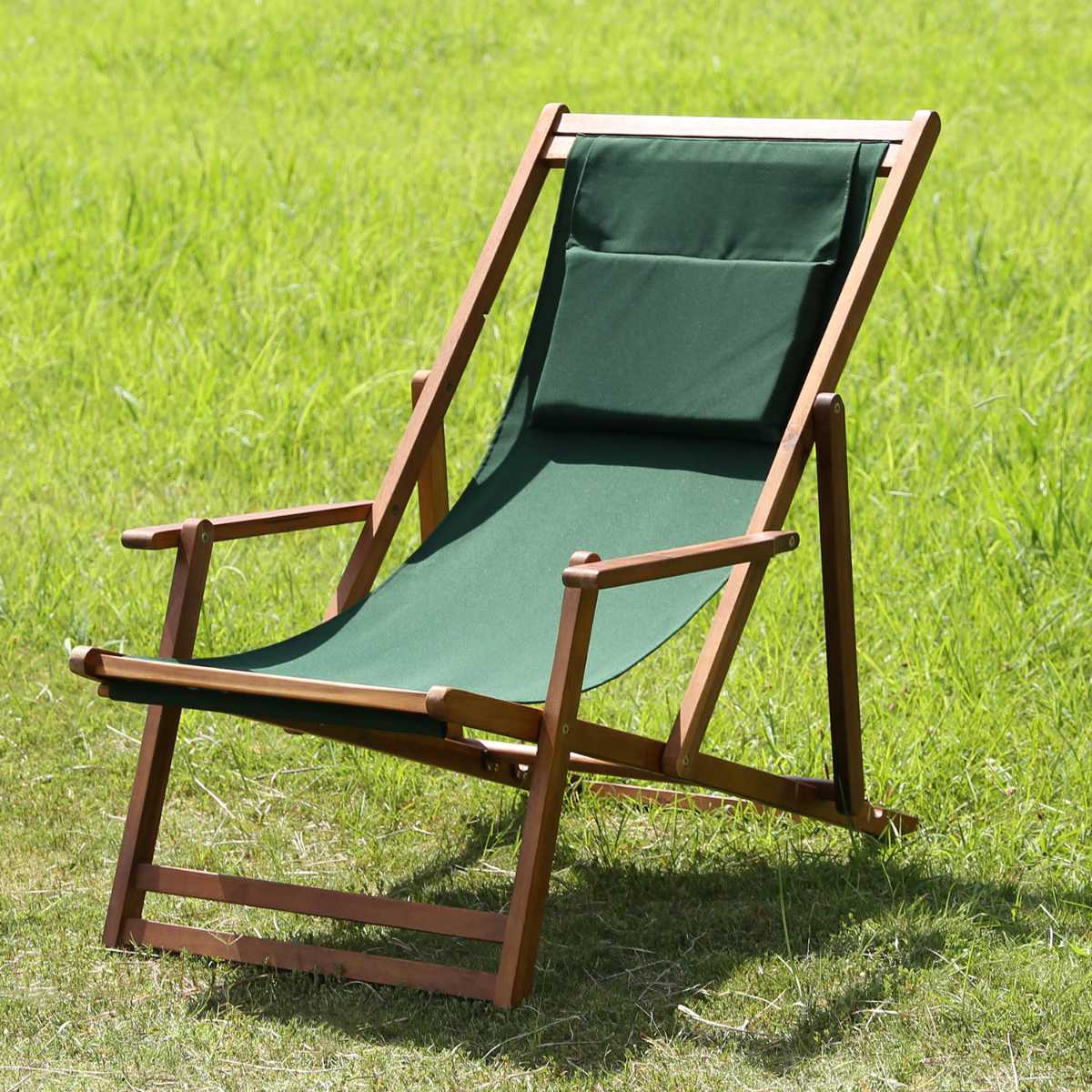 ガーデンチェア デッキチェア 折りたたみ ガーデン チェア 庭 椅子 木 フォールディングチェア 肘掛け 天然木 布 アウトドアチェア ウッドデッキ バルコニー アカシア 背もたれ 持ち運び
