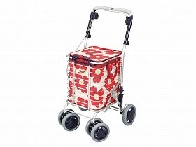 ユーバ産業 ブレーキ付 アルミワイヤーカート（花柄） 花柄赤 A-0245H（花柄赤） 18,720円