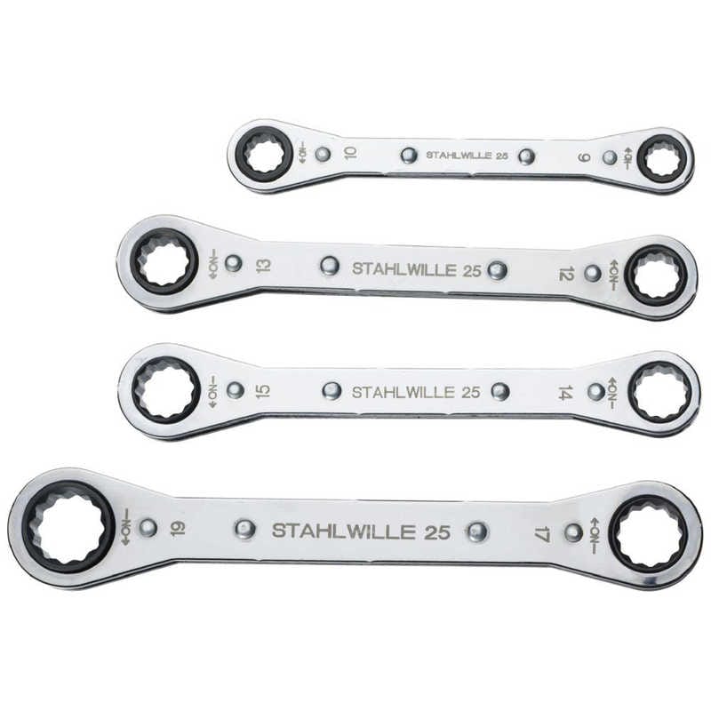 STAHLWILLE　4本組 板ラチェットメガネレンチセット　25/4