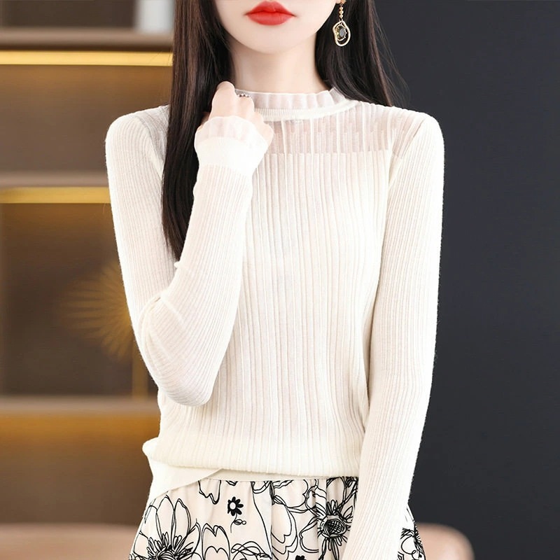 レディース セーター 長袖 スリム プルオーバー フリルネック ニットセーター 可愛い 着痩せ トップス おしゃれ オフィス 通勤 冬 防寒 デート 春秋 伸縮性 通学 ニットプルオーバー ニット 体
