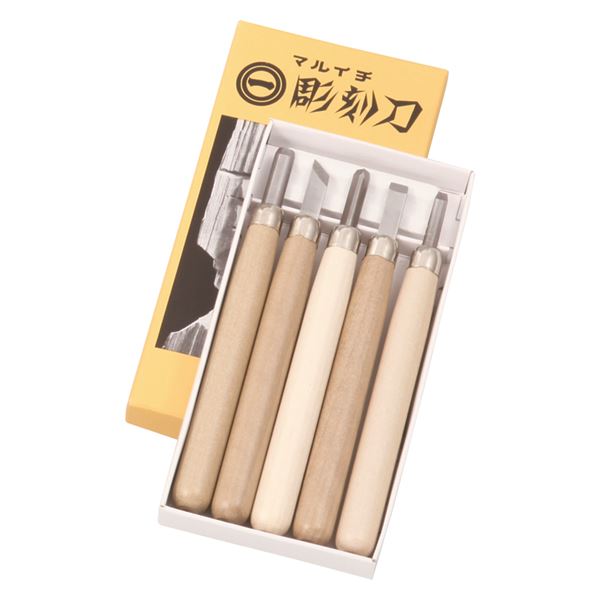 （まとめ）マルイチ彫刻刀5本組(×5セット)画材