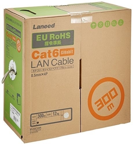 LANケーブル CAT6 RoHS指令準拠 300m（リール巻）ライトグレー LD-CT6 LG300 RS