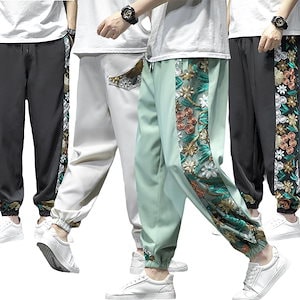 チャイナ風パンツ 夏 カーゴパンツ メンズ サルエルパンツ レディース 刺繍 男女兼用 中華風