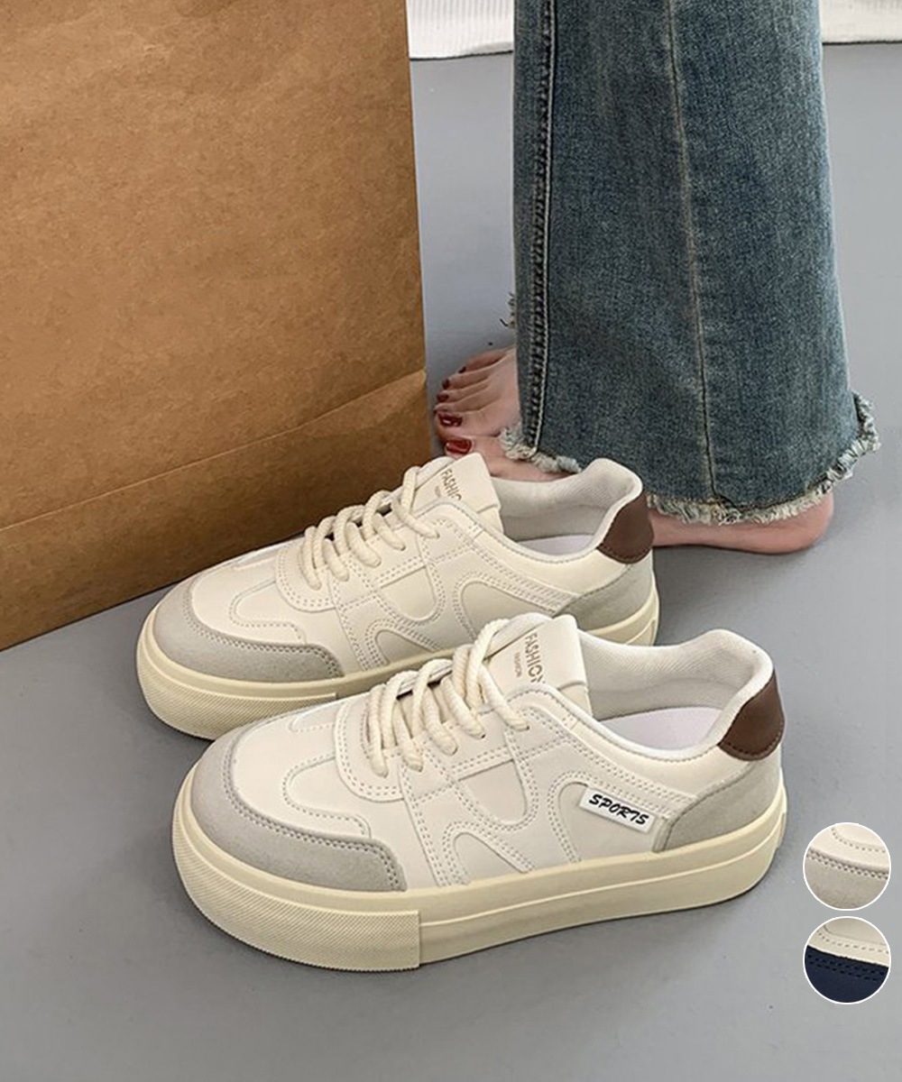 国内即納 厚底スニーカー レースアップローカット靴 84TONGT-008